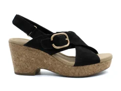 Casual|CLARKS GISELLE DOVE WEDGES BLACK