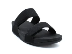Casual|FITFLOP Lulu Adjustable Shimmerlux Slides BLACK
