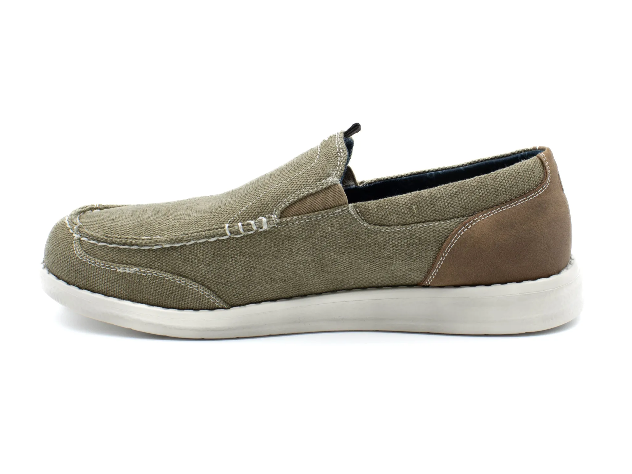 Casual|NUNN BUSH BREWSKI CANVAS MOC TOE VENETIAN SLIP ON STONE
