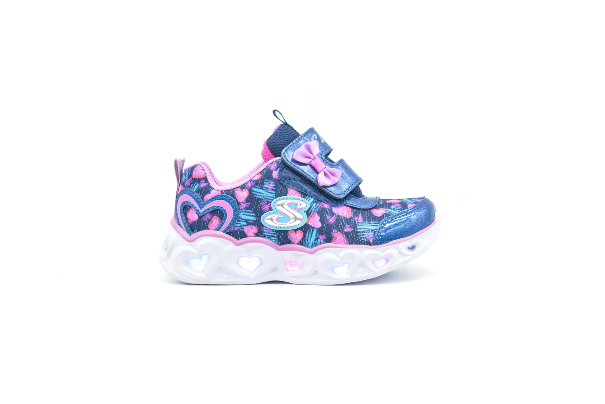 Athletic|SKECHERS Girl's Flutter Heart Lights NAVY